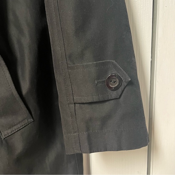 London Fog Hidden Button Black Trench Coat Removable Liner - Picture 5 of 7